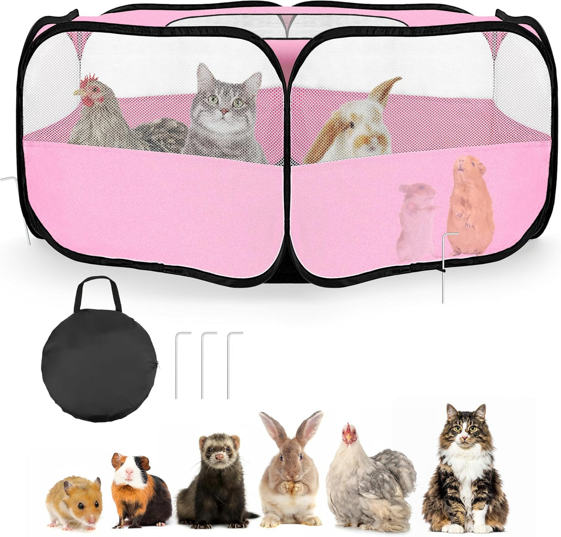 Small Animal Playpen with Mesh Cover & Waterproof Bottom Cat Tent