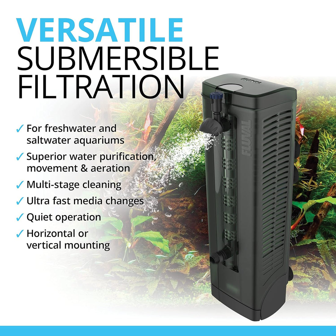 Fluval U4 Underwater Filter, Freshwater & Saltwater Aquarium Filter