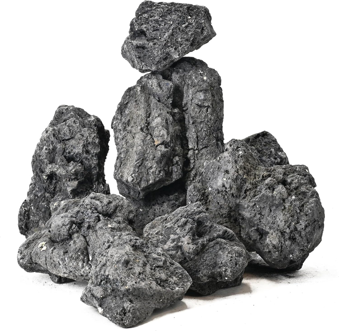 Black Lava Rock 5lb Natural Volcanic Stone for Fish Tank,3 Pcs 4-6 in