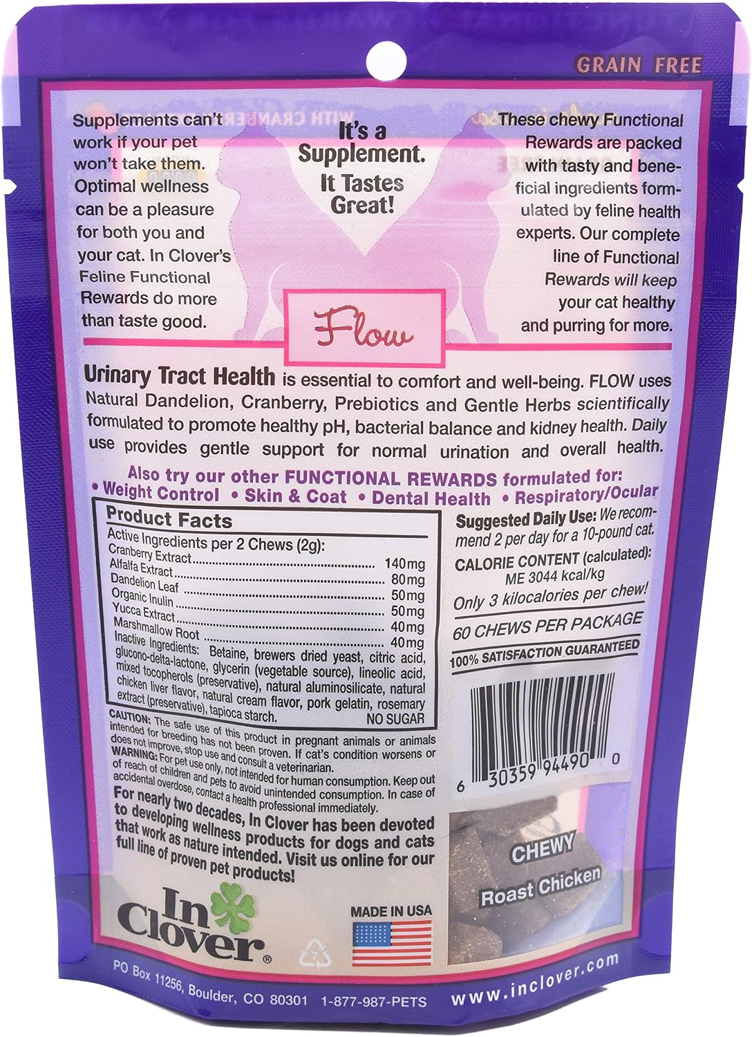 In Clover Flow Soft Chews for Daily Support for UT Health in Cats