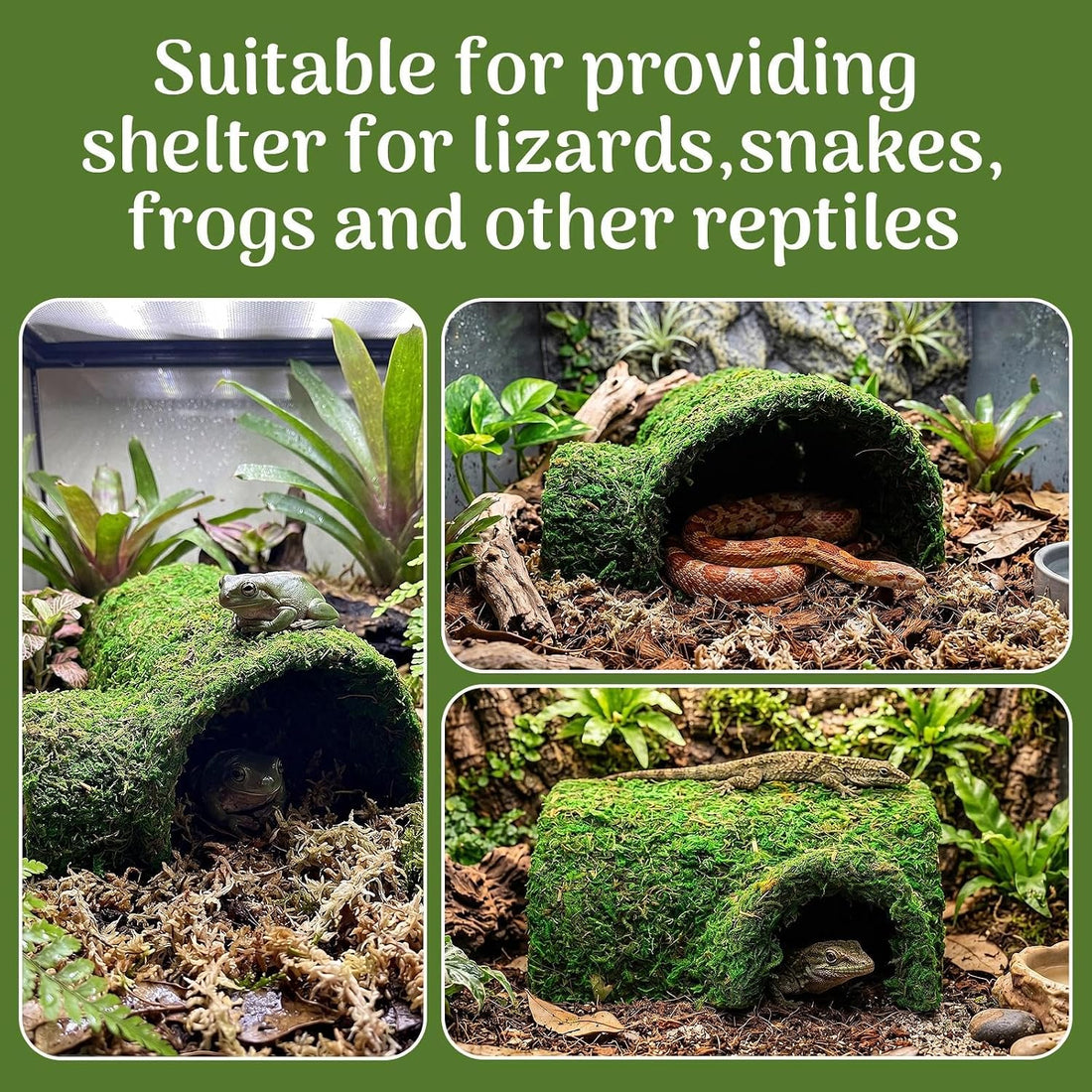 Reptile Tunnel Cave Hide, Handmade Shelter for Gecko Snake