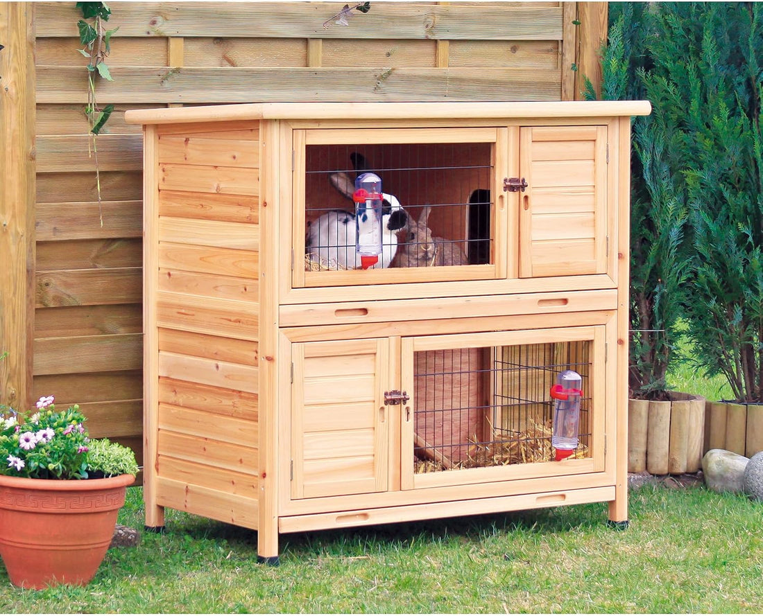 Trixie 2-Story Rabbit Hutch with Retreat Area, Non-Slip Ramp