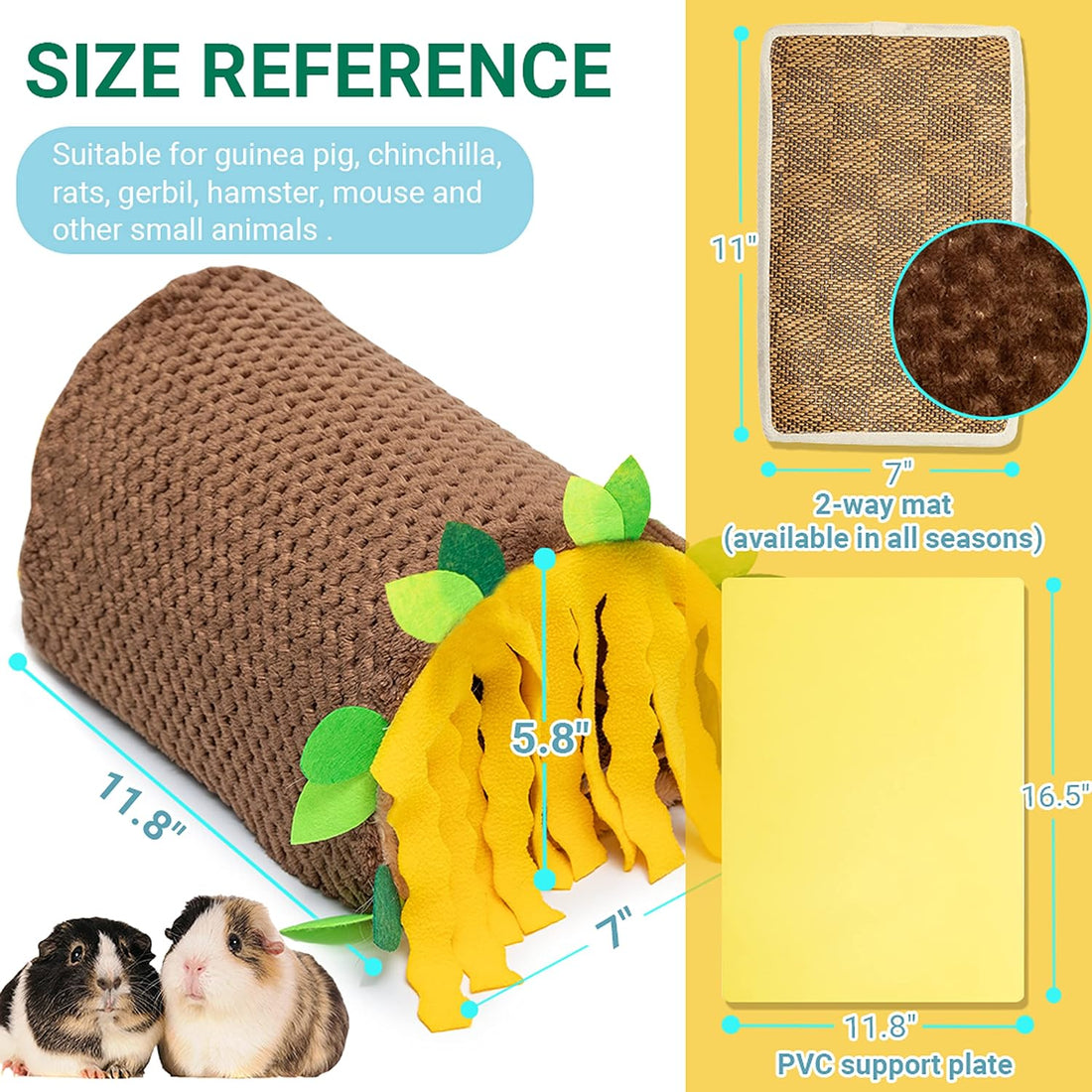Guinea Pig Hideout, Fleece Tunnel House Small Pet Cage Accessories