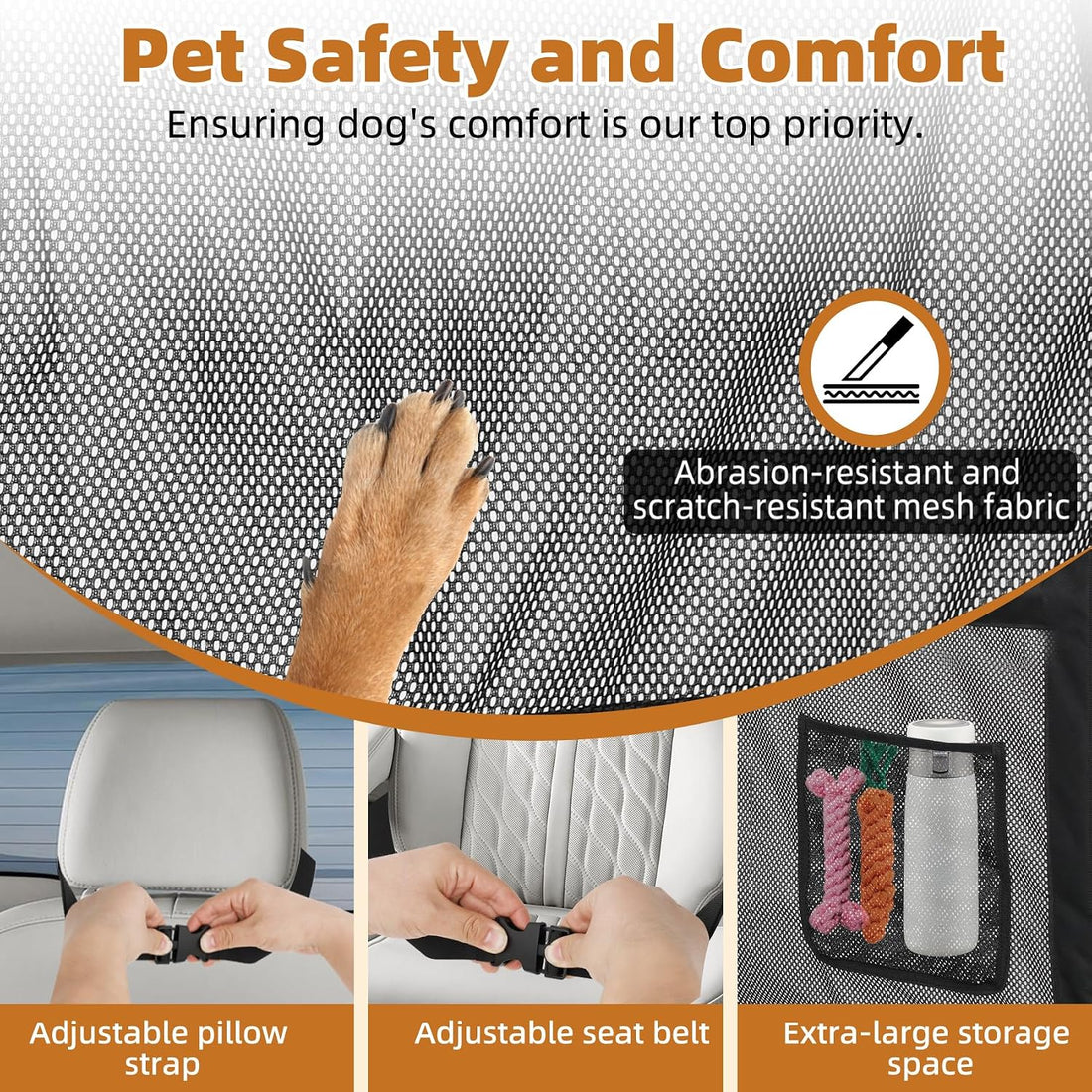 benut 52" Wide Dog Car Barrier with Window & Steel Frame
