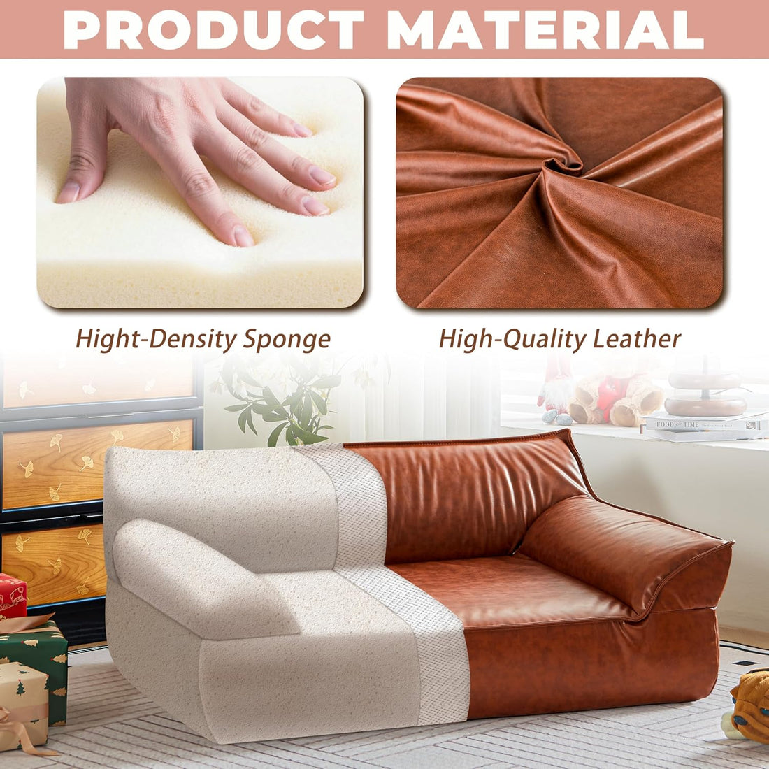 Large Leather Dog Sofa Pet Couch Bed for Medium and Large Dogs Under