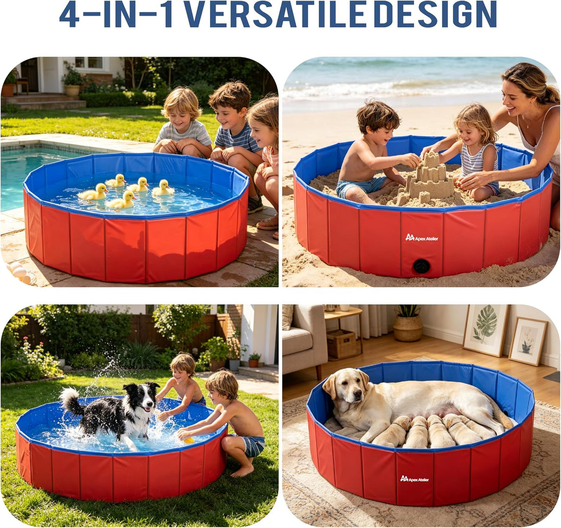 Foldable Dog Pool, Collapsible Dog Swimming Pool 32''