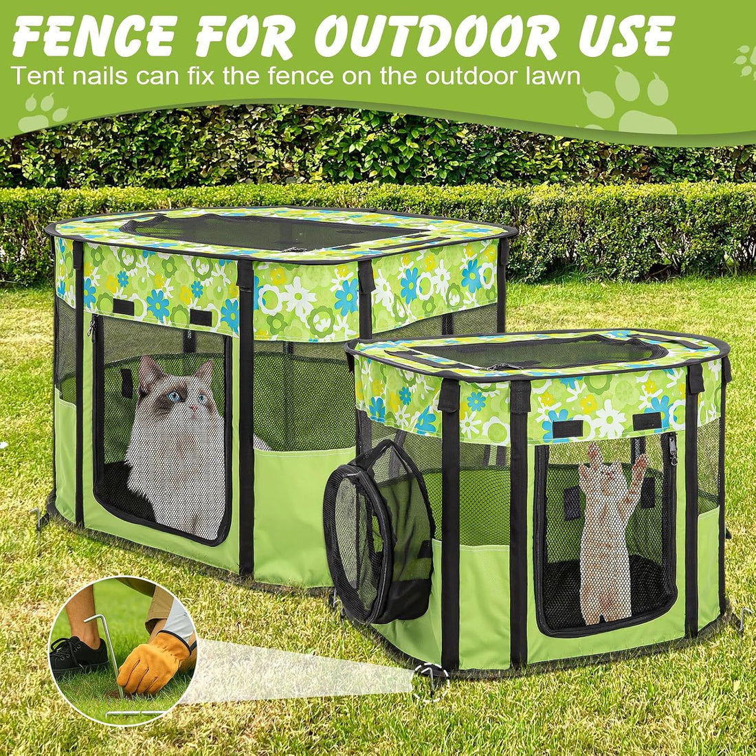 Portable Cat Playpen with Separate Areas