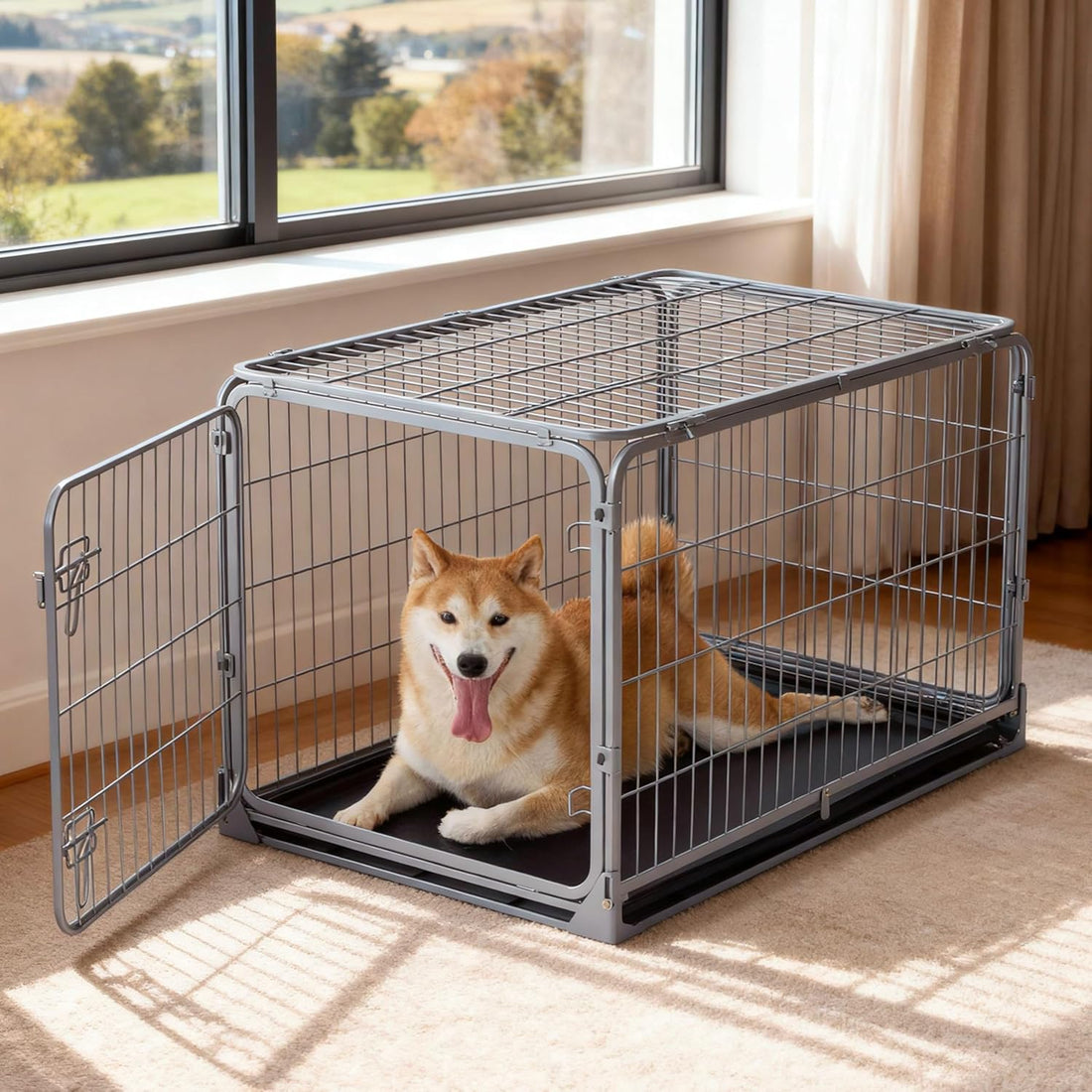 ZOMISIA Collapsible Dog Crate for Medium Dogs