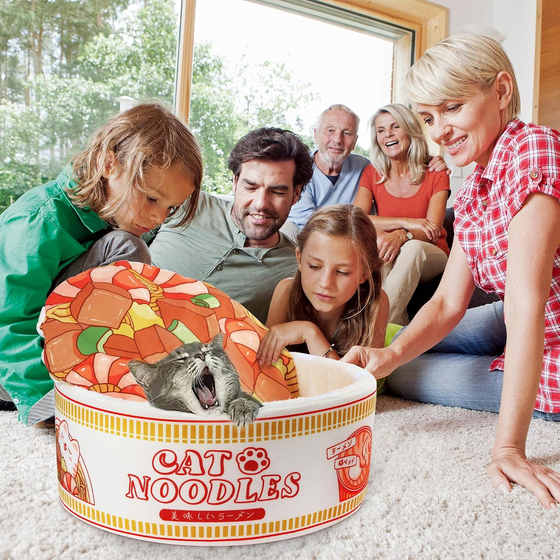 寵幸 Ramen Noodle Dog & Cat Bed,Keep Warm and Super Soft Creative Pet
