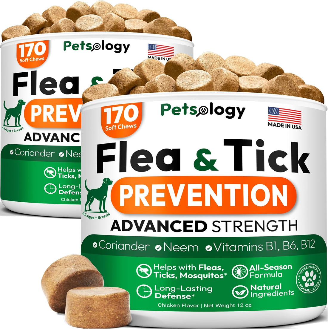 Flea and Tick Prevention for Dogs Pills - 250 Chews