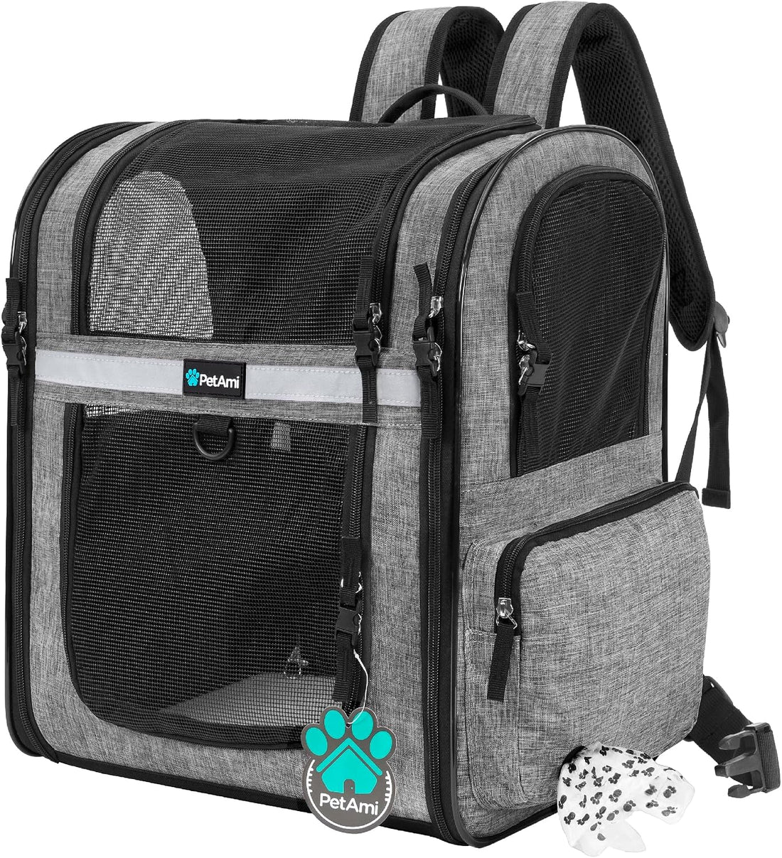PetAmi Dog Backpack Carrier for Cats, 4-Way Entry Ventilated, 18 lbs