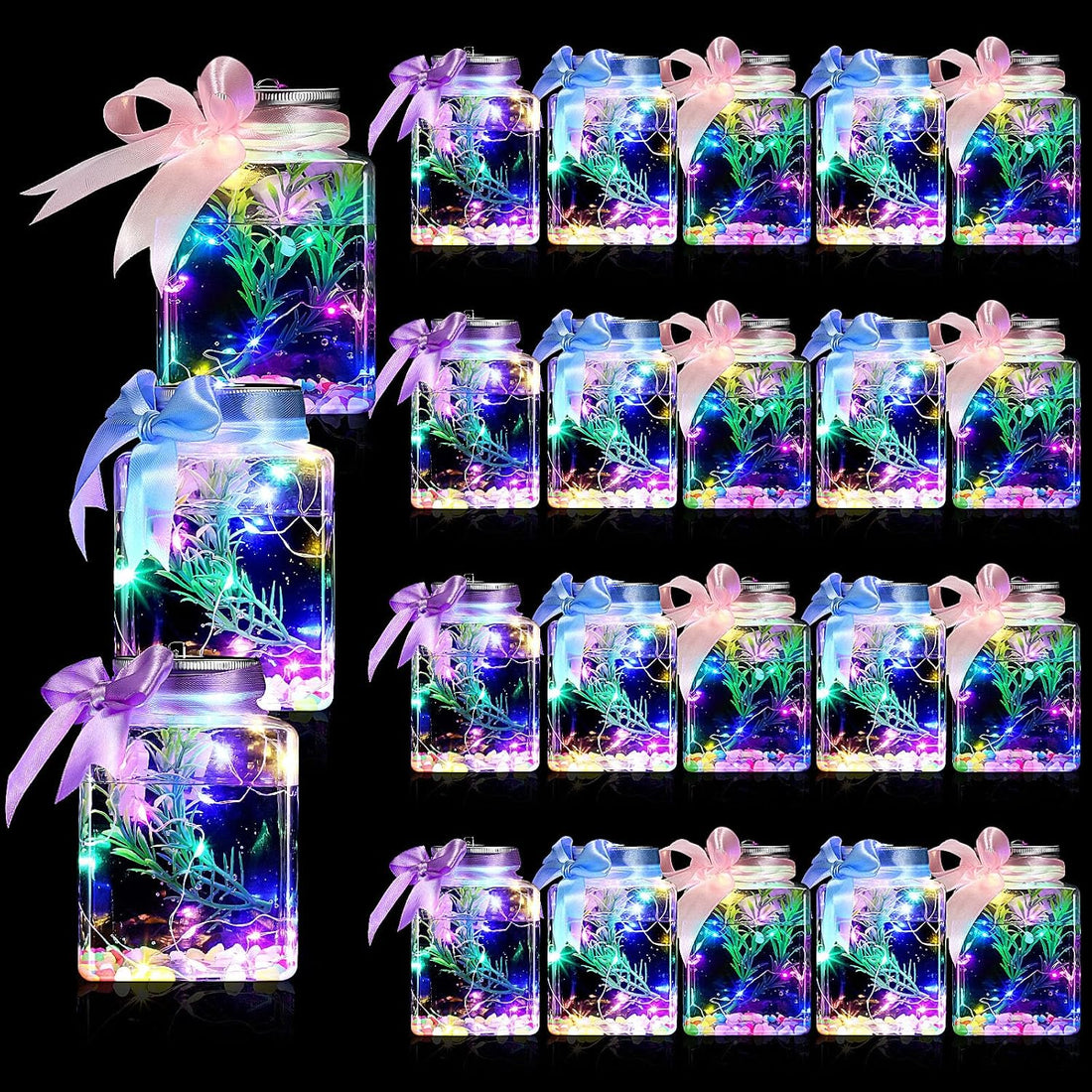 Domensi 20 Pcs 17oz LED Plastic Fish Bowls