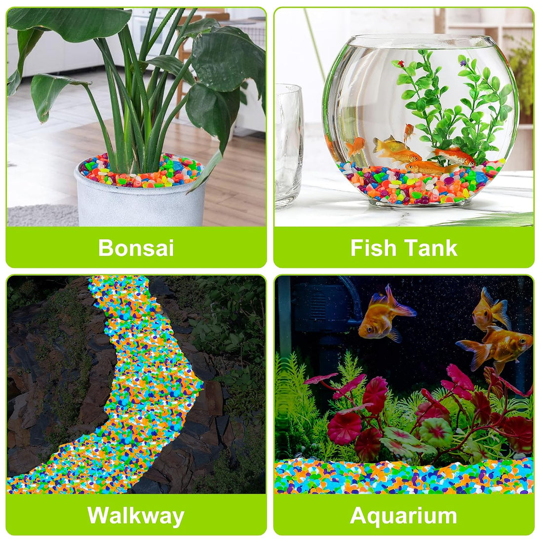 800pcs 5-8mm Colorful Glow in The Dark Garden Pebbles Stones 5-8mm