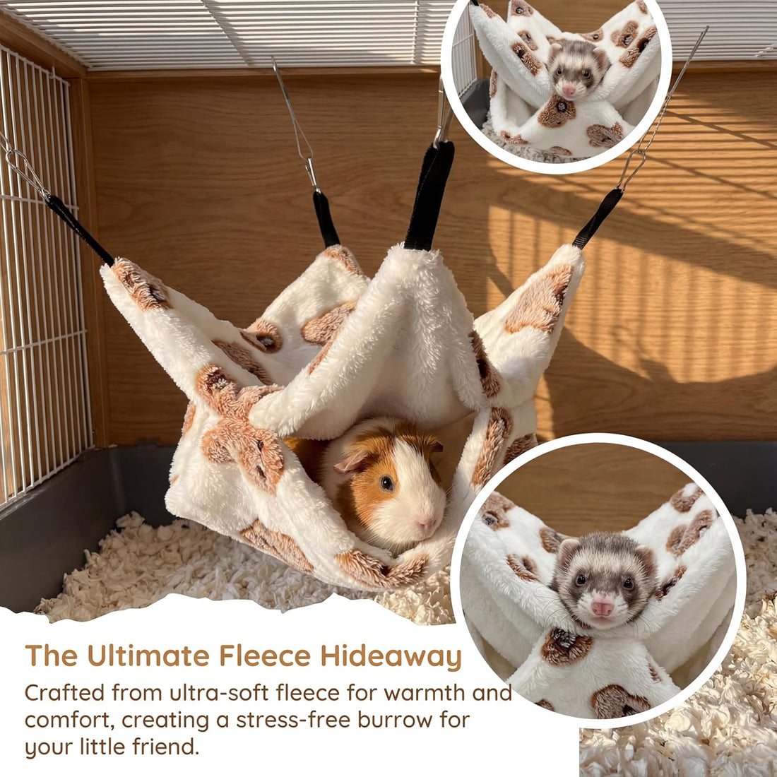 2 Pack Guinea Pig Hammock, Rat Hammock, Double Layer Bed
