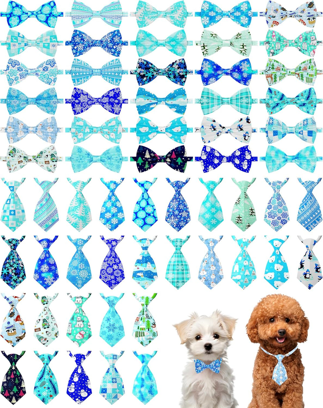 PET SHOW 60 Pack Christmas Small Dog Bowties and Ties Bulk