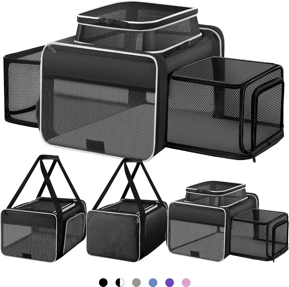 Top and 2 Sides Expandable Cat Carrier 18x11x11 TSA Airline Approved