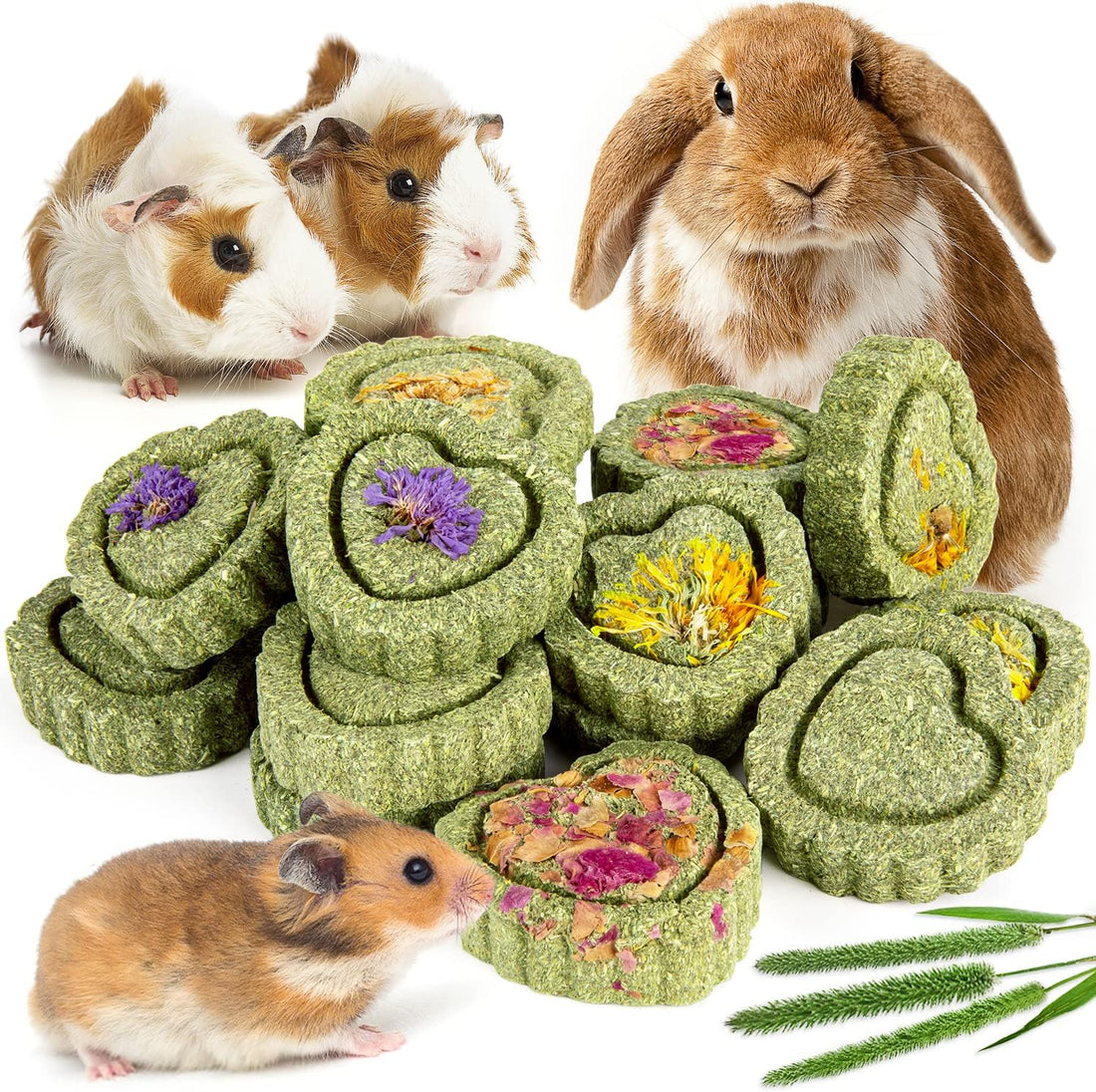 Sofier 12Pcs Timothy Hay Treats Rabbit Toys Bunny Toys Guinea Pig