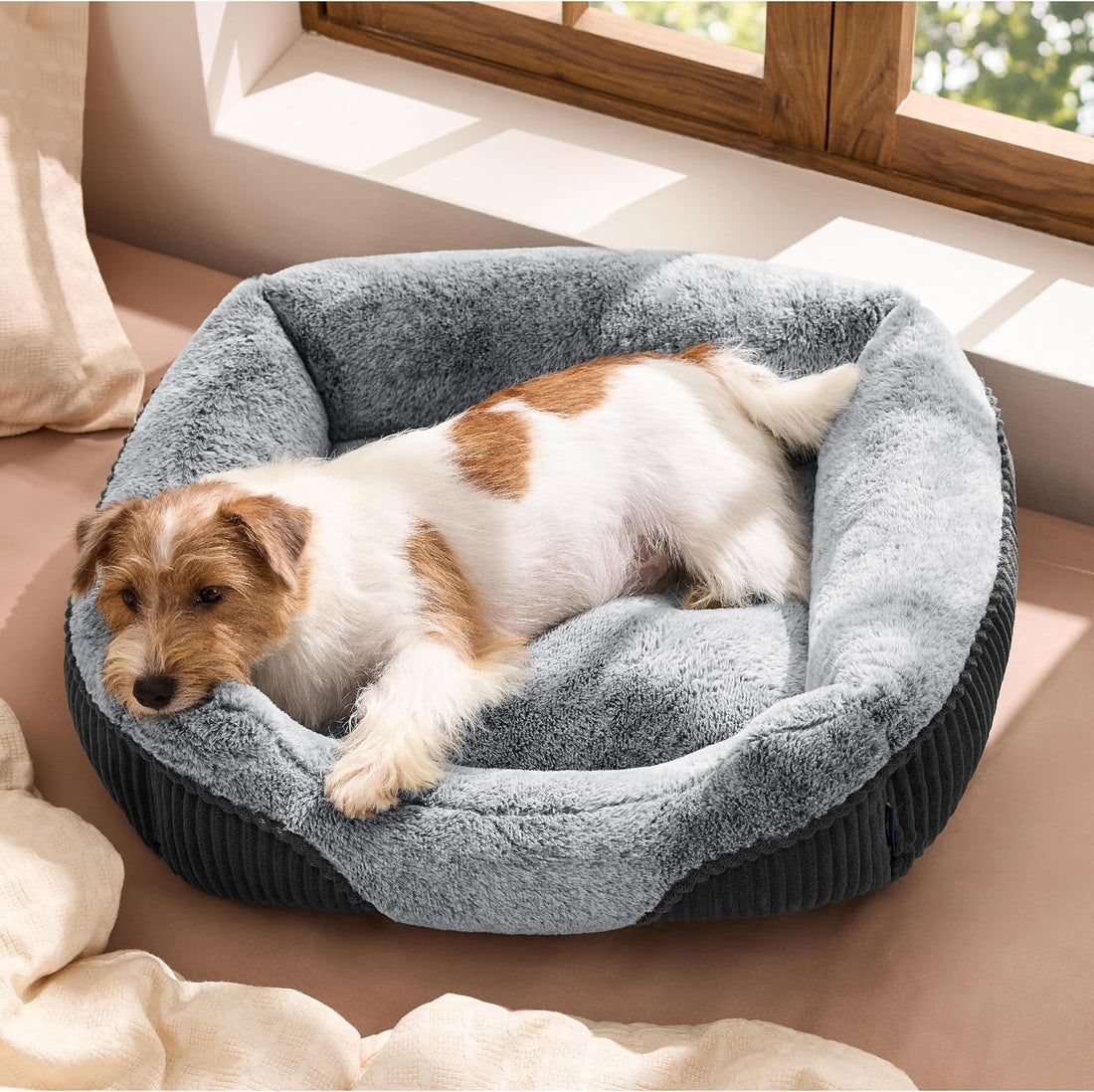 Bedsure Washable Dog Bed Small Medium Size Dog Rectangle Pet