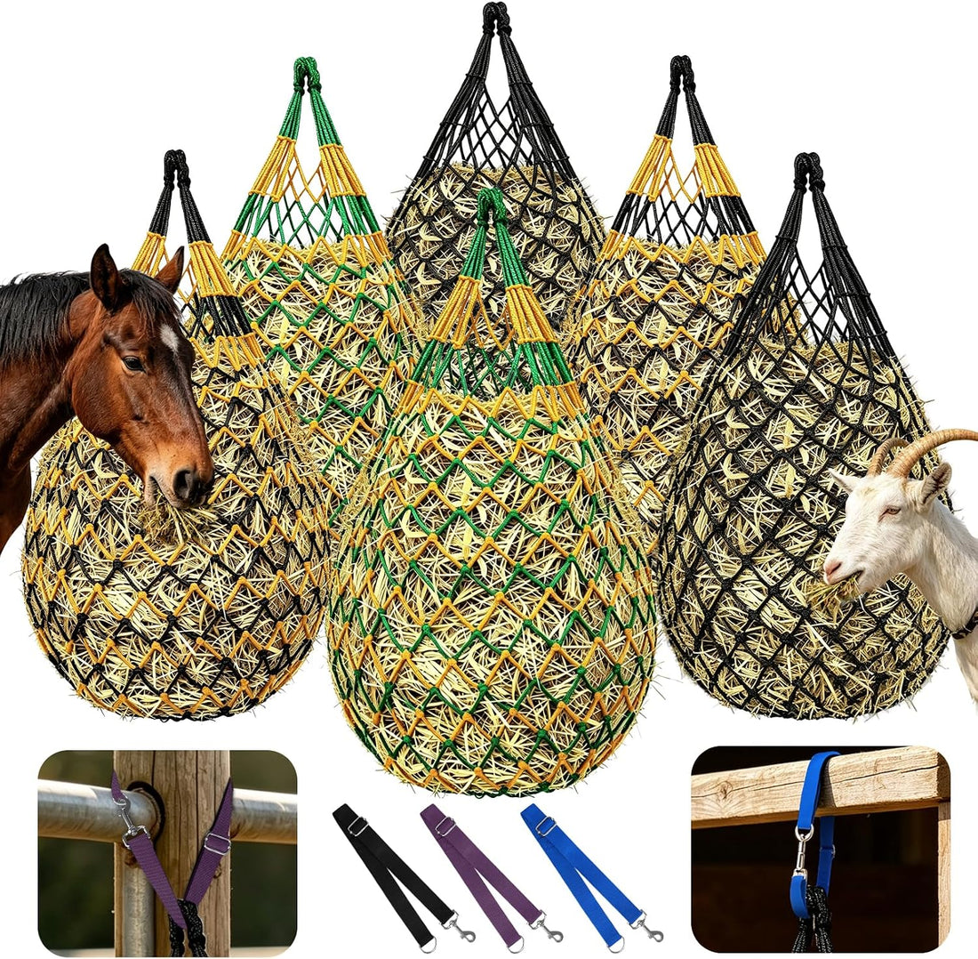 Hay Nets for Horses, 3-Pack Large-Capacity Hay Net for Horses Goats