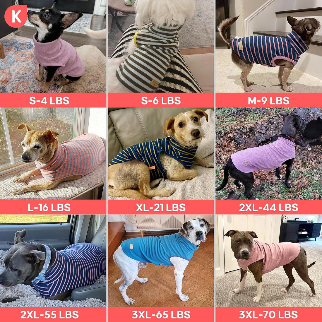 KYEESE 2Pack Dog Sweater for Large Dogs Soft Pet Coats Fleece