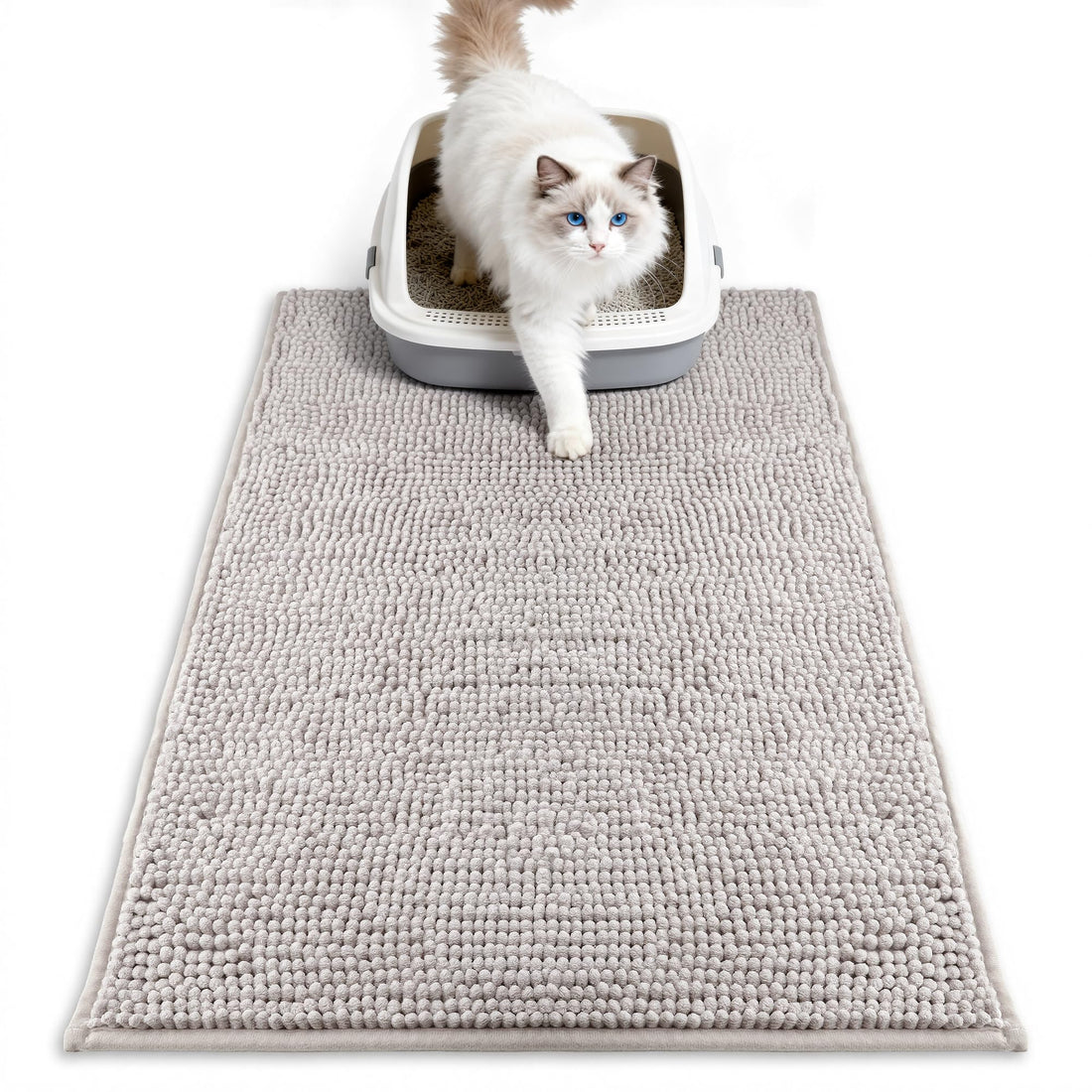 Pieviev Chenille Cat Litter Mat for Litter Box