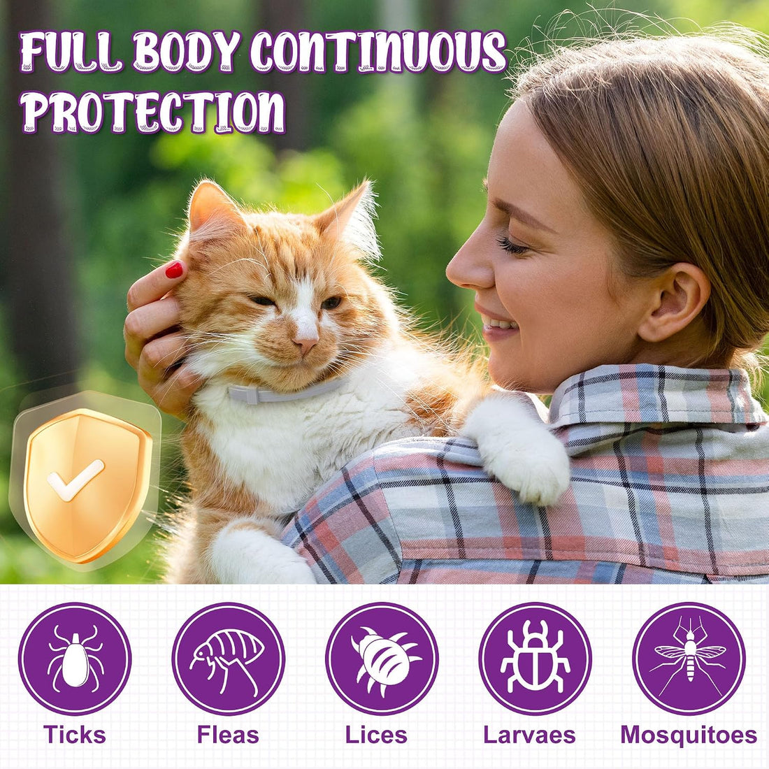 4 Pack Cats Flea & Tick Collars Long-Lasting Waterproof Collar