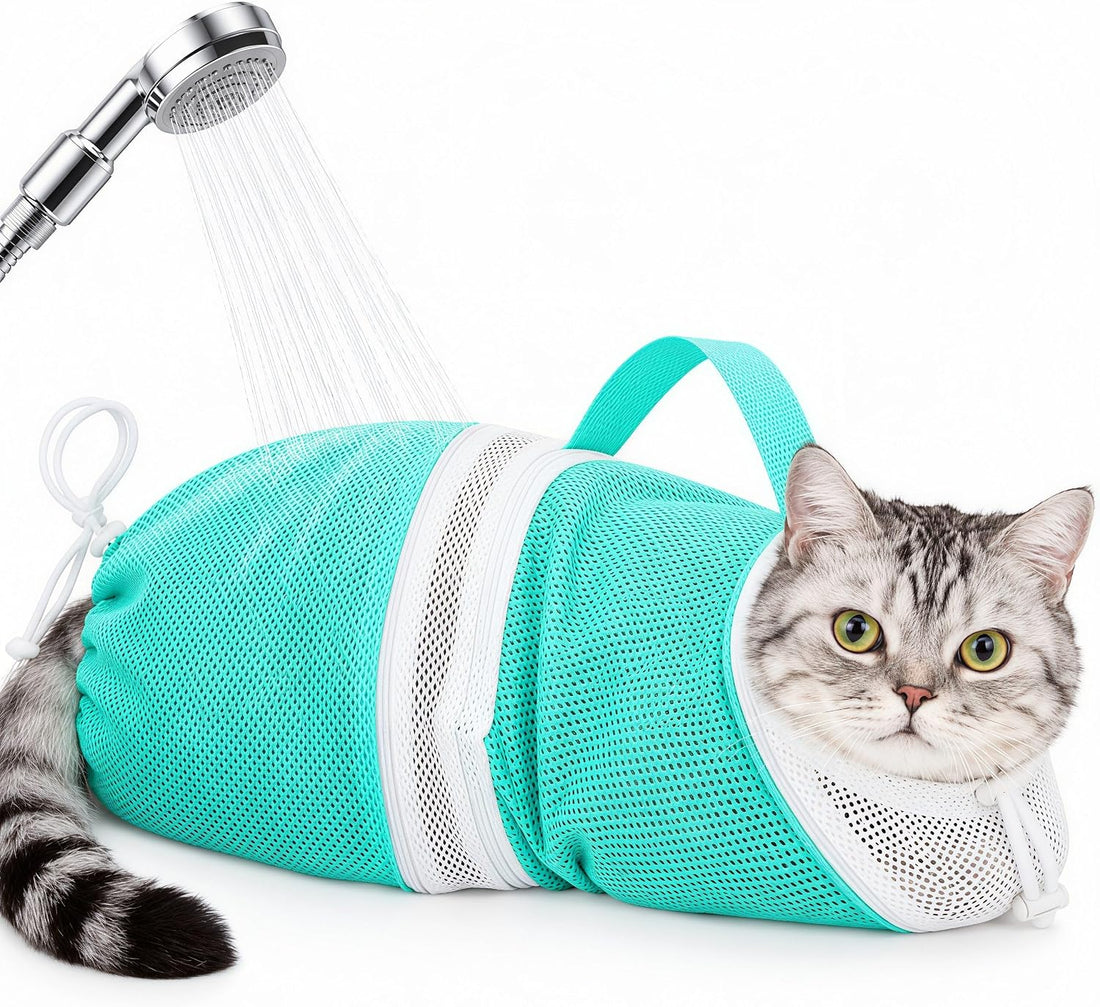 Cat Bathing Bag, Anti-Bite Anti-Scratch Adjustable Mesh Washing