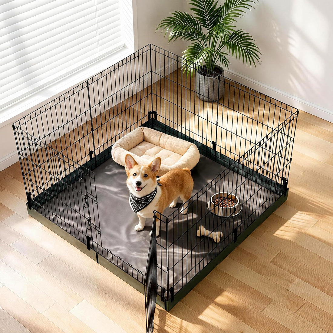 Foldable Dog Playpen,24in 8 Panels Metal Pet Exercise Fence