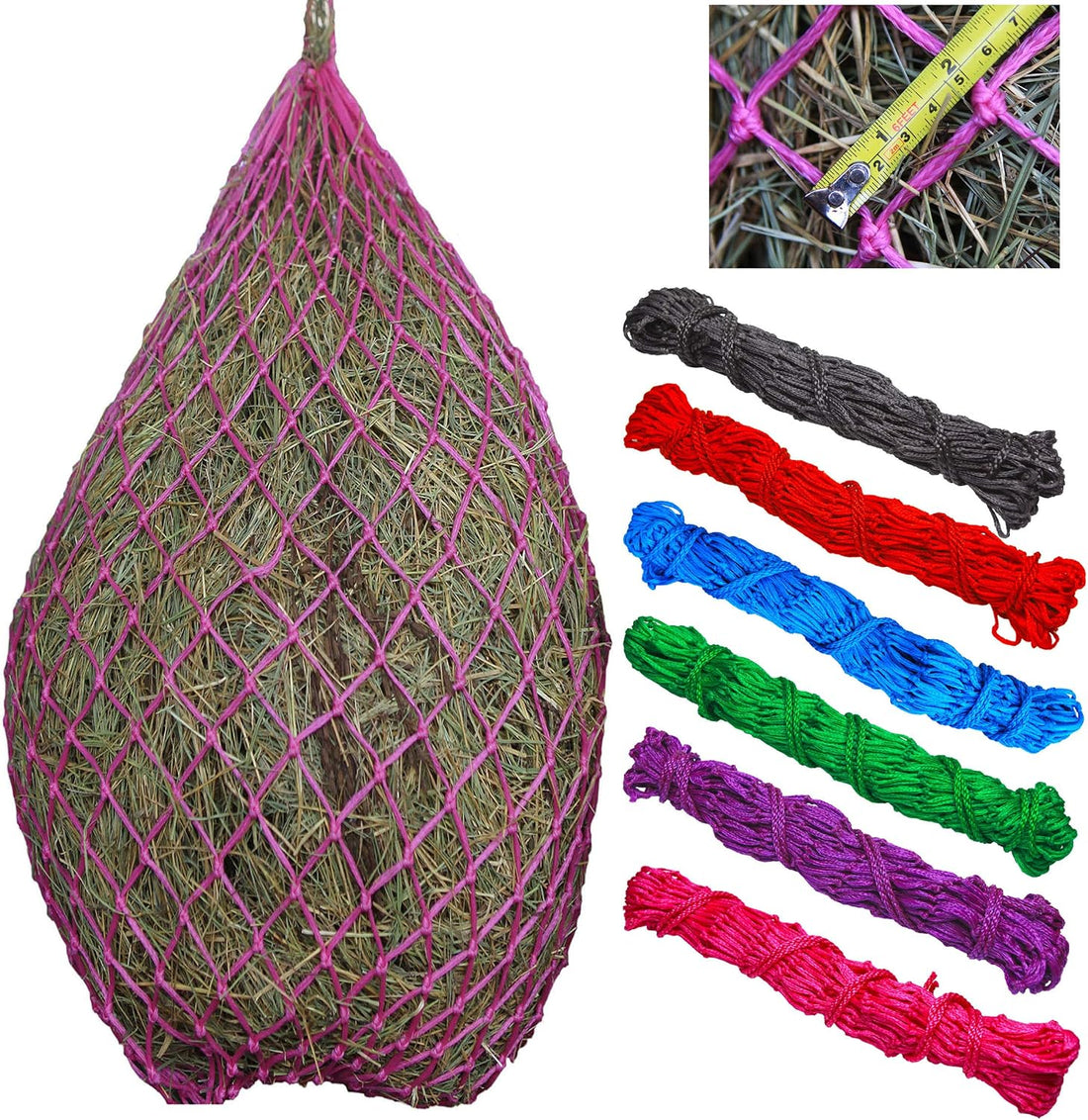 T TEKE 2 pcs Classic Slow Hay Feeder Hay Nets, 40" Length, 2" Holes