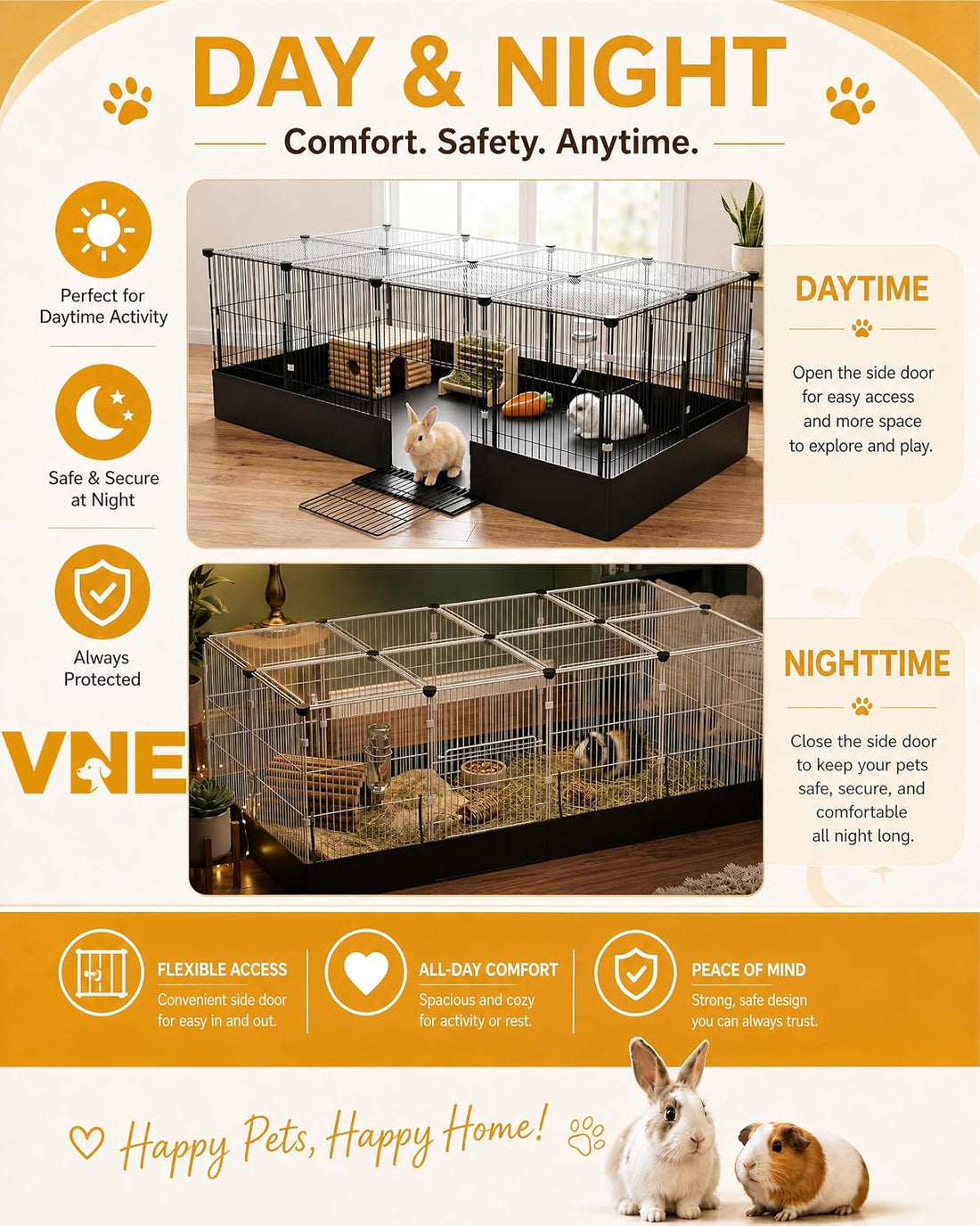 Guinea Pig Cages with Waterproof Liner, Expandable Small Animal Plaype