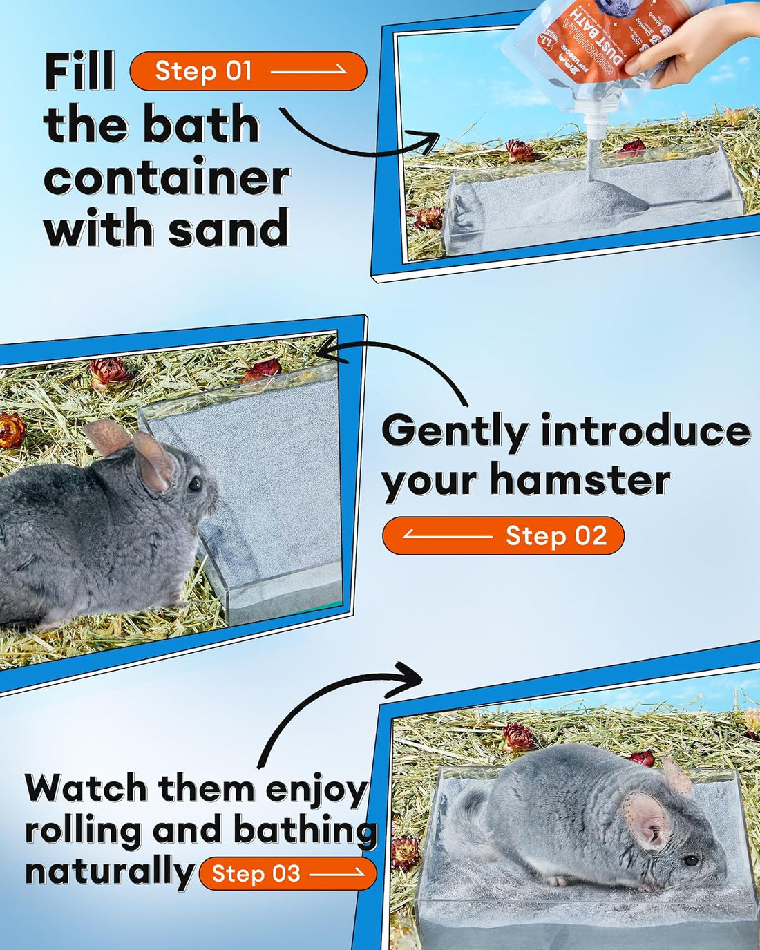 Chinchilla Dust Bath - Gentle Powder for Hamsters & Gerbils, 35oz