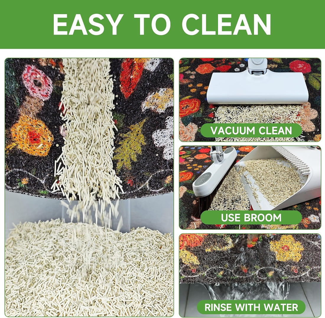 Cat Litter Mat, 24" x 16" Litter Box mat, Traps 100% Litter