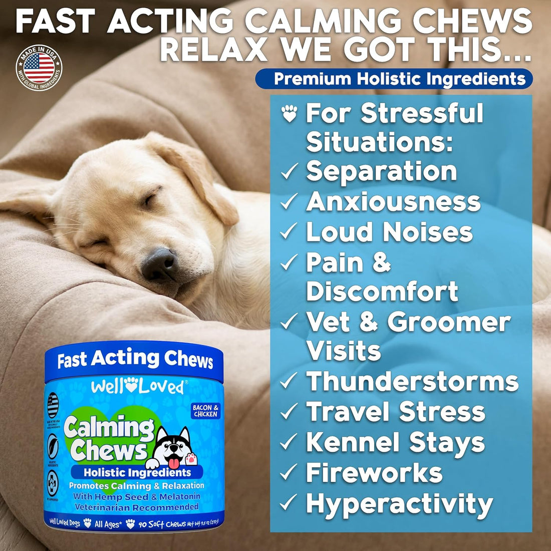 Well Loved Calming Chews for Dogs - Dog Calm Treats Extra Strength