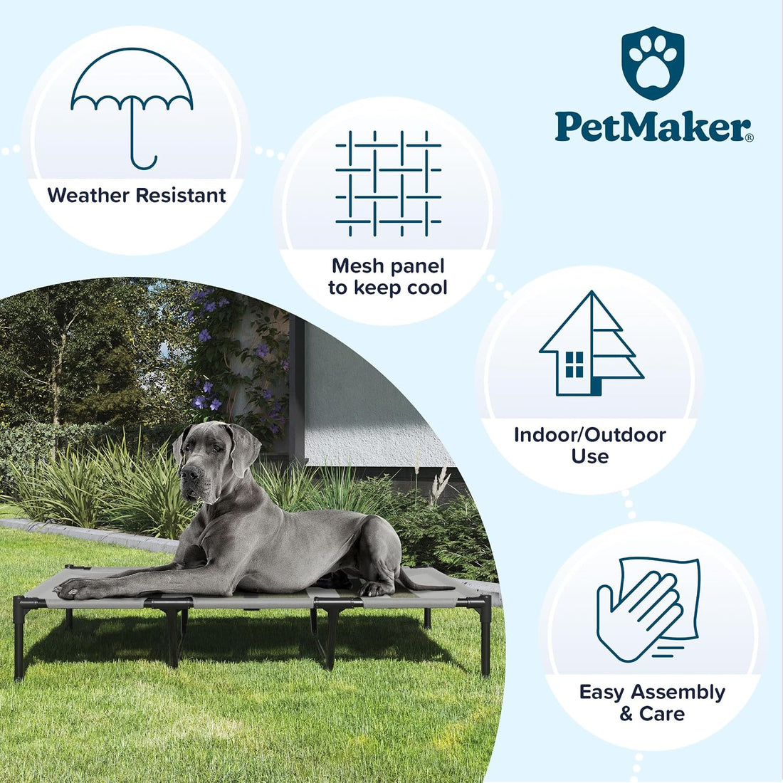 Elevated Dog Bed - 48x35.5-Inch Portable Pet Bed with Non-Slip Feet