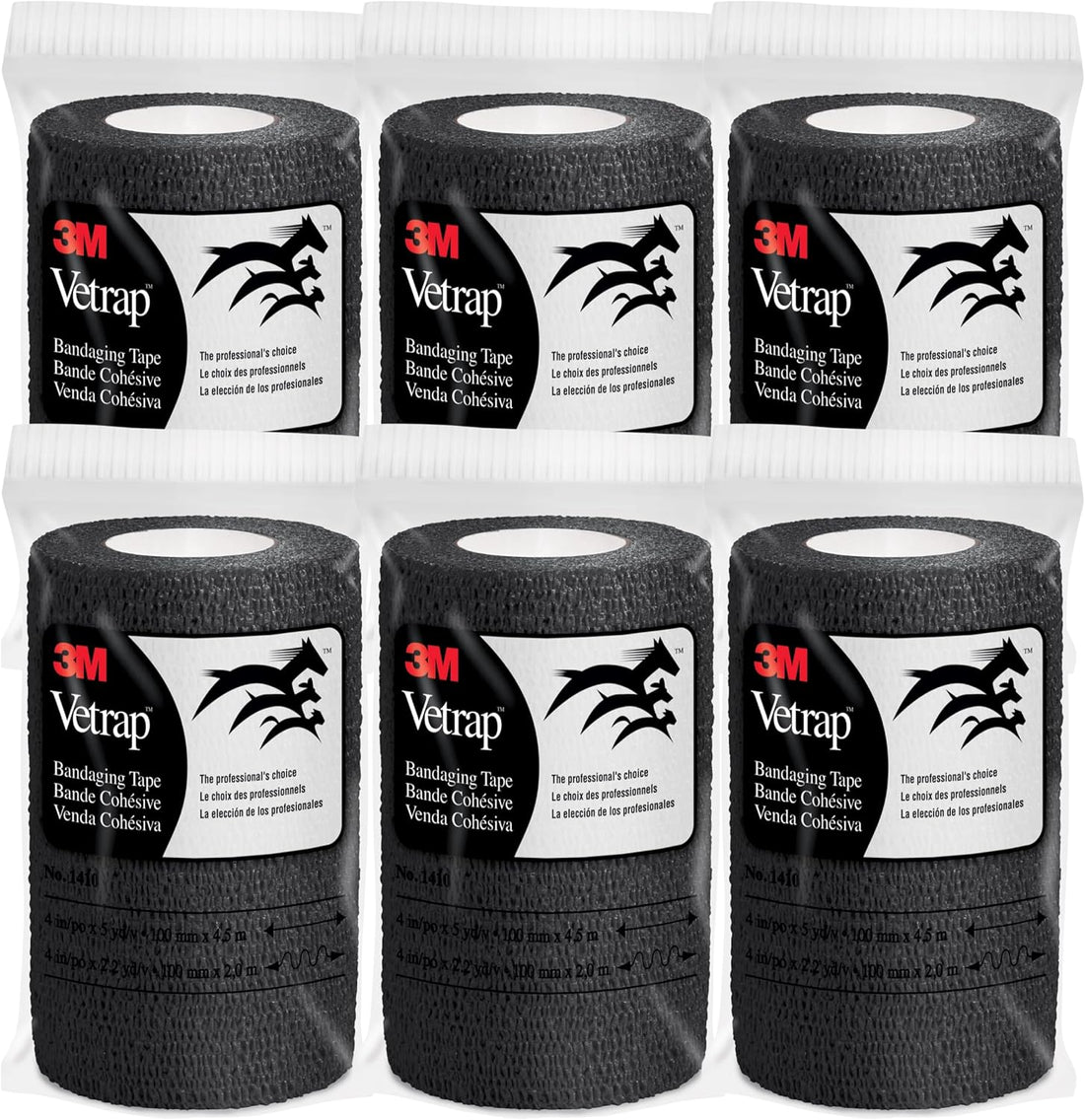3M Vetrap - Individual Roll Black (Pack of 6)