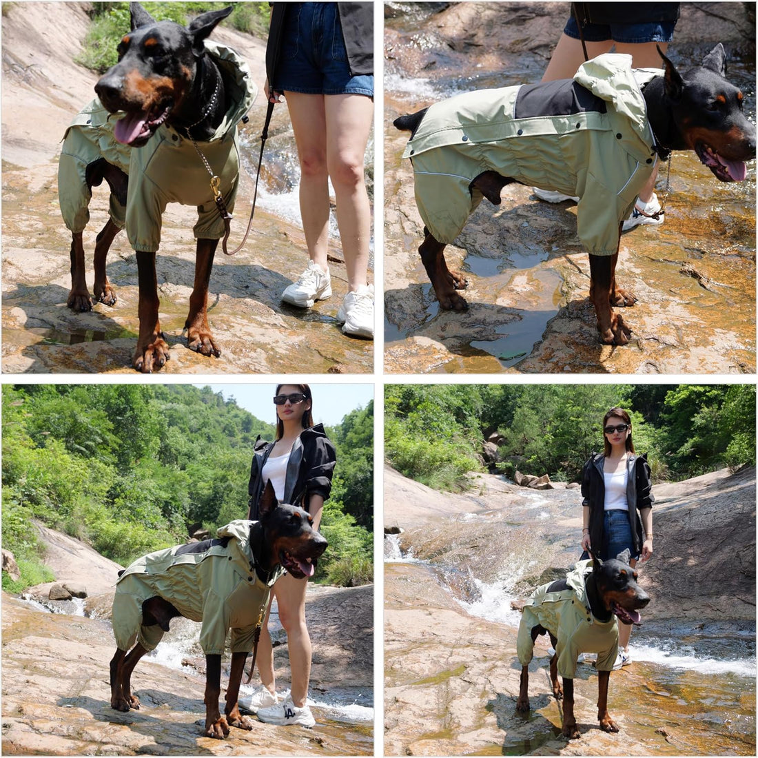 LOVELONGLONG Fleece-Lined Dog Raincoat with Removable Hood