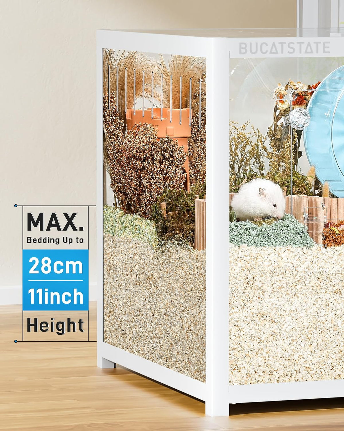 BUCATSTATE Hamster Cage 3.0, Large Hamster Enclosure (47in, White)