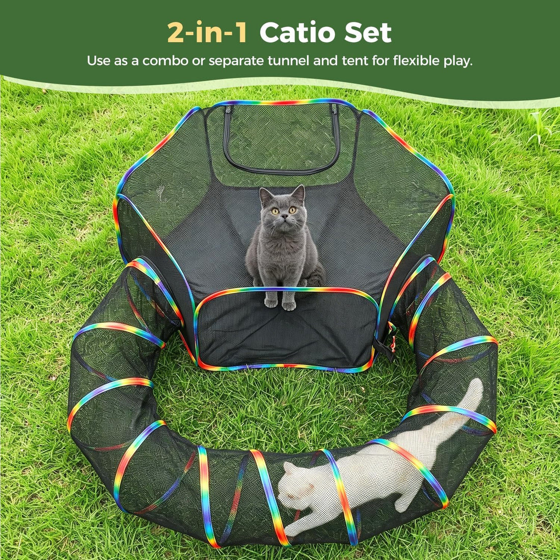 PAWZ Road Outdoor Cat Tunnel Portable Catio 2 in 1 Cat Tent & Play
