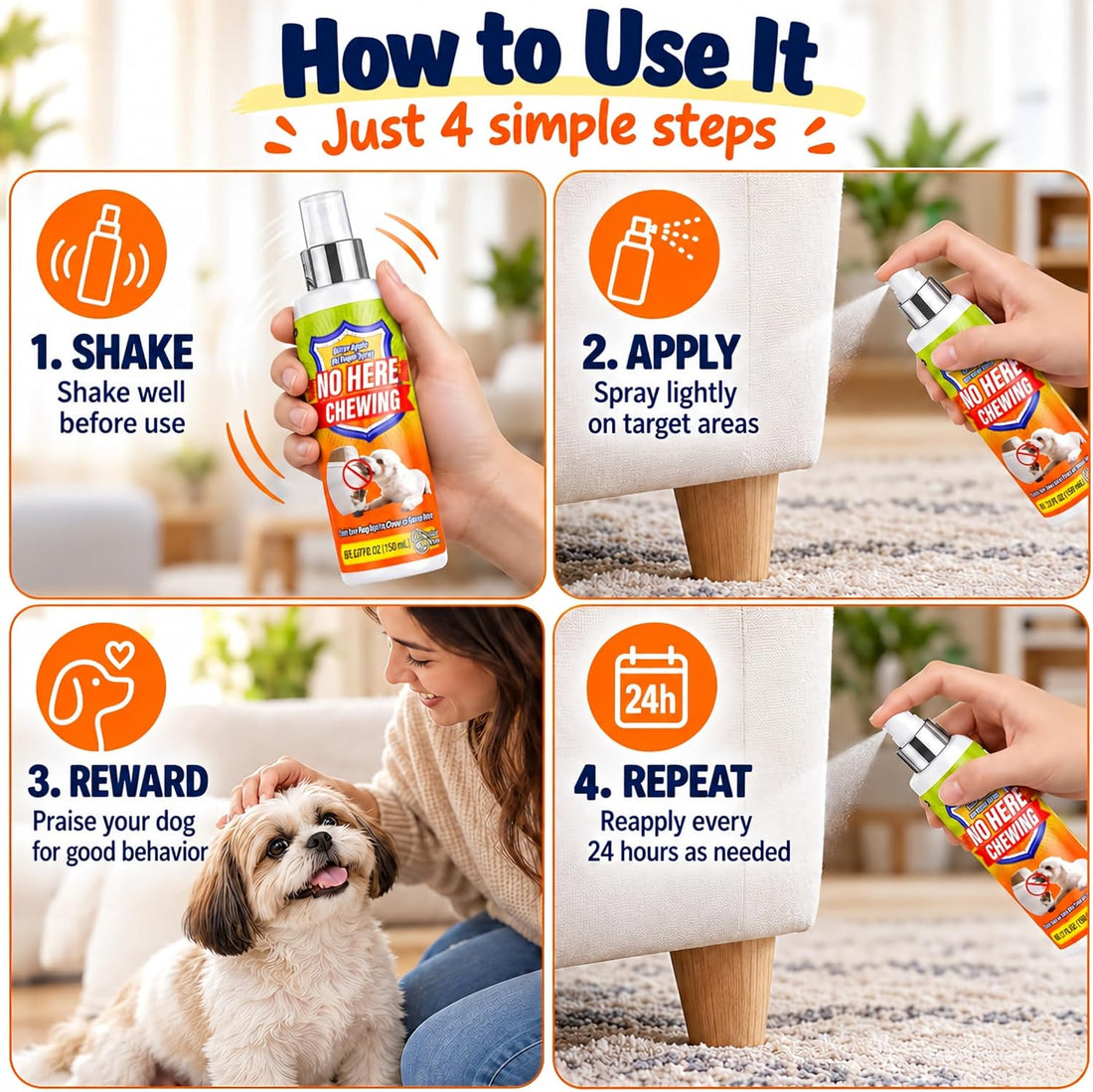 Bitter Apple Spray for Dogs – No Chew Spray to Stop Chewing