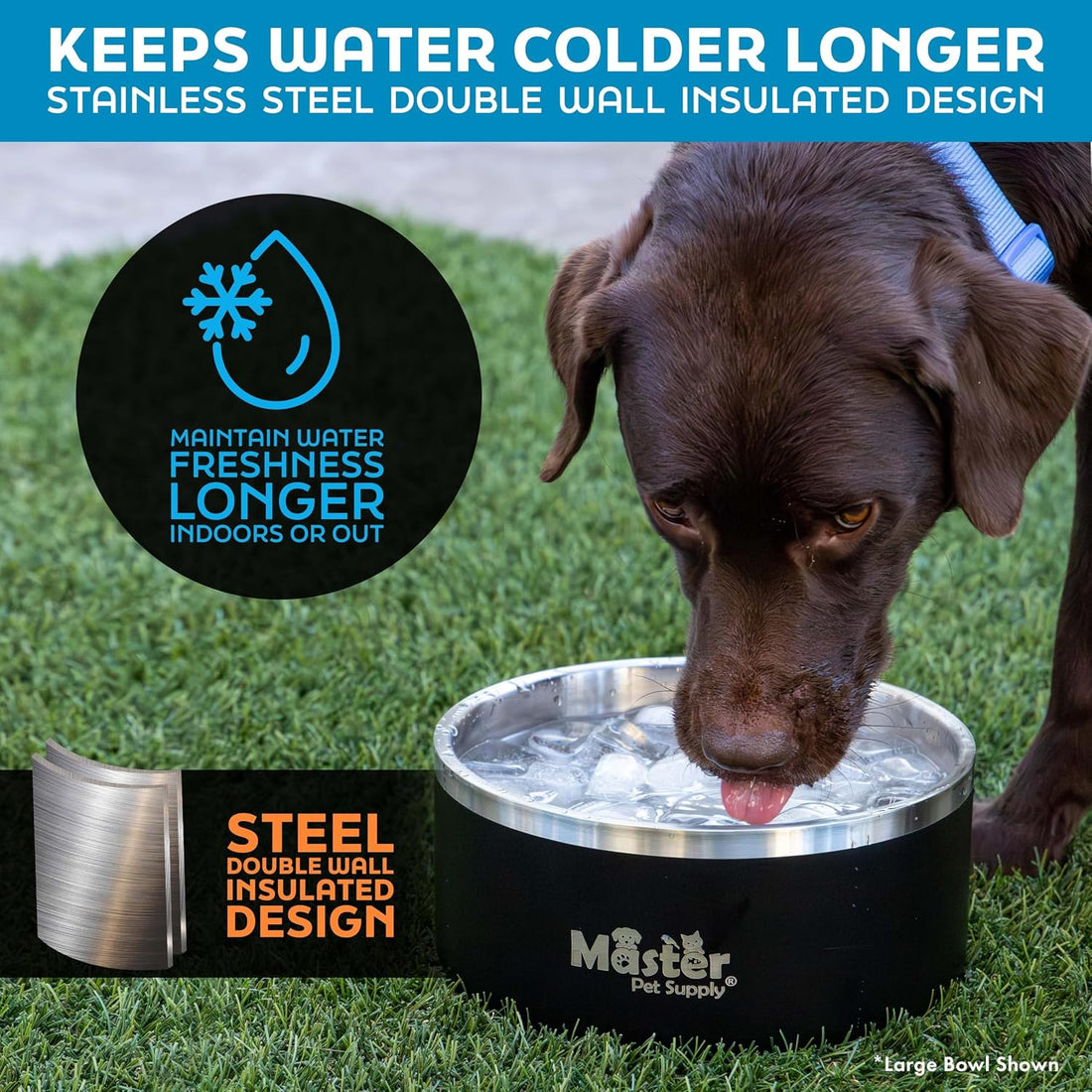 Master Pet Supply Stainless Steel Dog Bowls - 25 oz, Heavy Duty