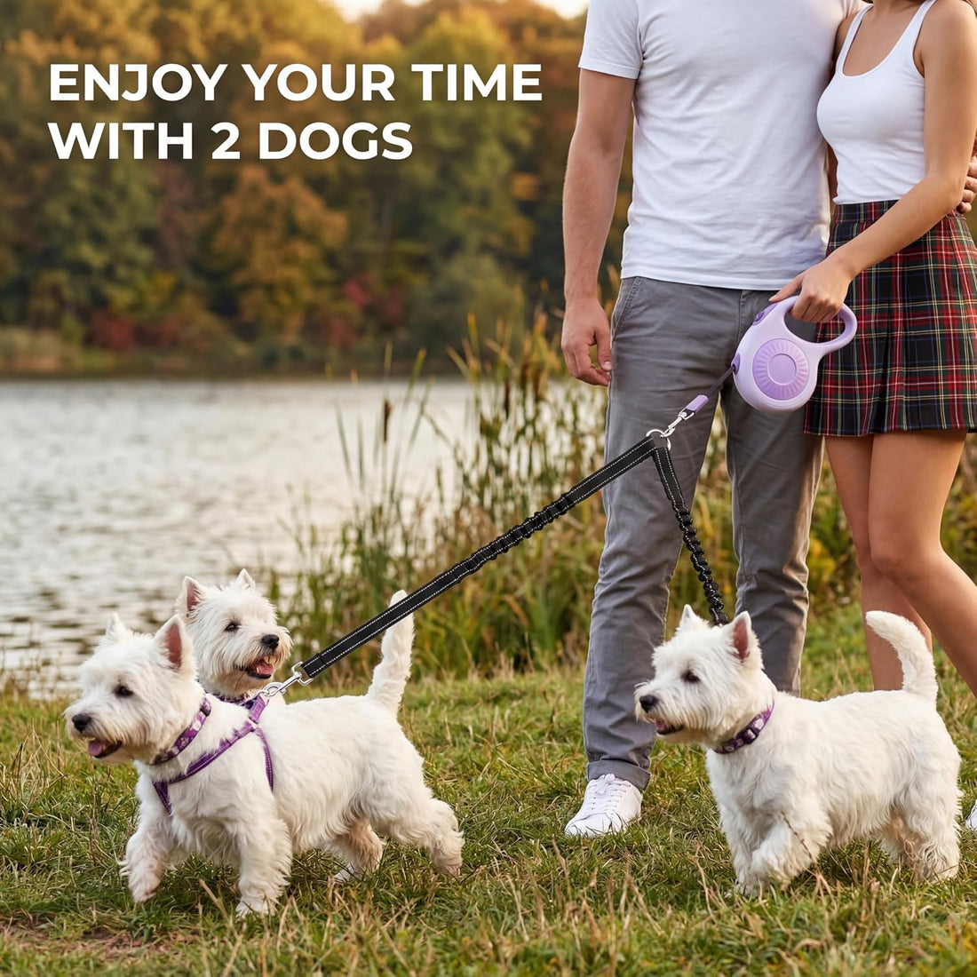 Double Dog Leash for Walking 2 Small Dogs