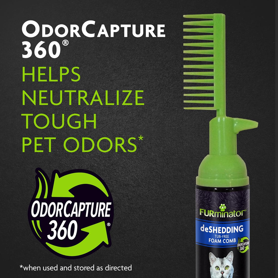 FURminator Tub-Free Deshedding Foam Shampoo Comb for Cats, 3 oz