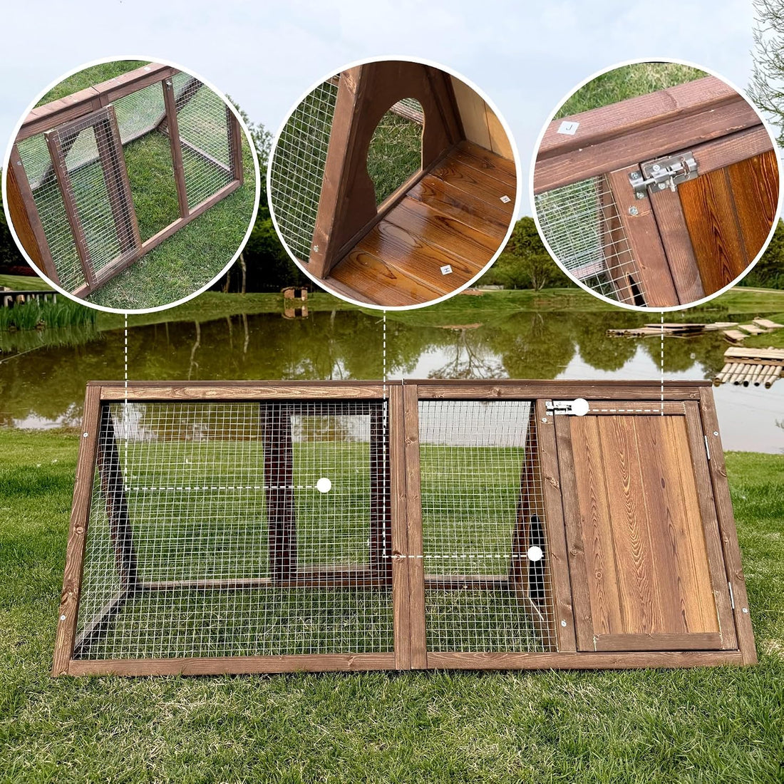 Outdoor Chicken Coop Wooden A-Frame Small Animal Coop Rabbit House