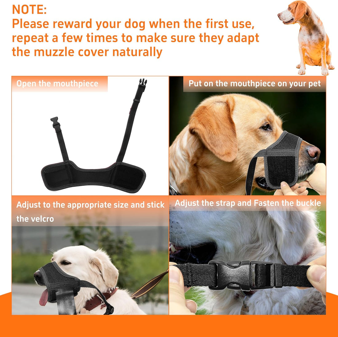 Seyezo Dog Muzzle, Breathable Nylon for Small Medium Large Dogs, Black