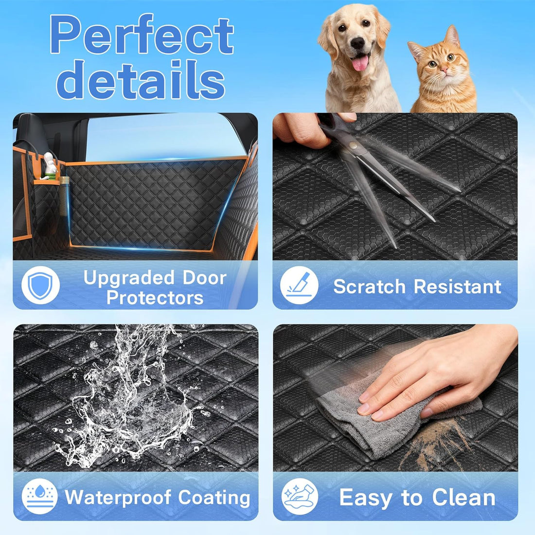 Twesync Dog Seat Cover for Back Seat, Hard Bottom Back Seat Extender