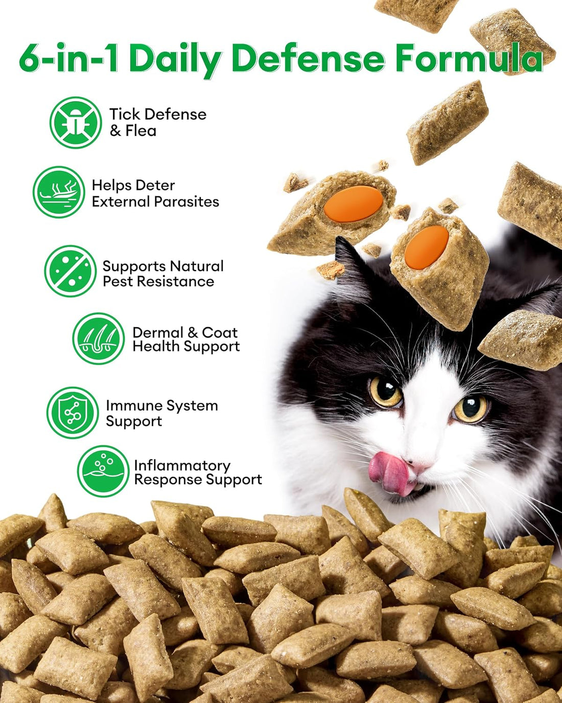 Cat Flea Tick Support Chews, Chicken Flavor, 8oz
