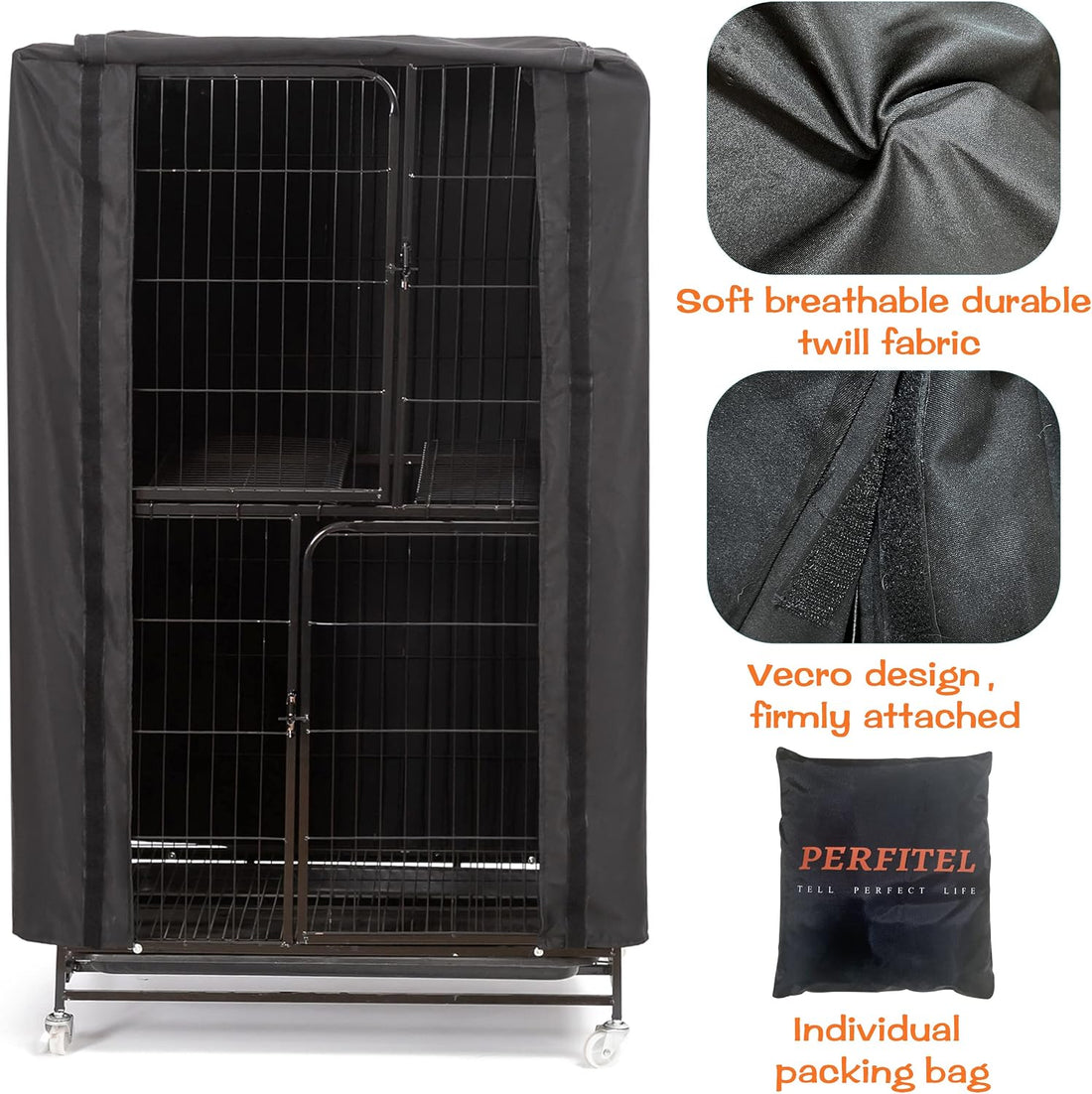 Large Bird Cage Cover Black Good Night Blackout Birdcage Cover
