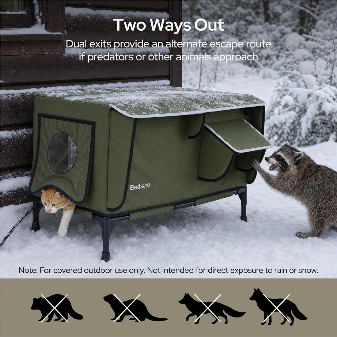 Bedsure ReflexHeat™ Heated Feral Weatherproof Outdoor Cat House
