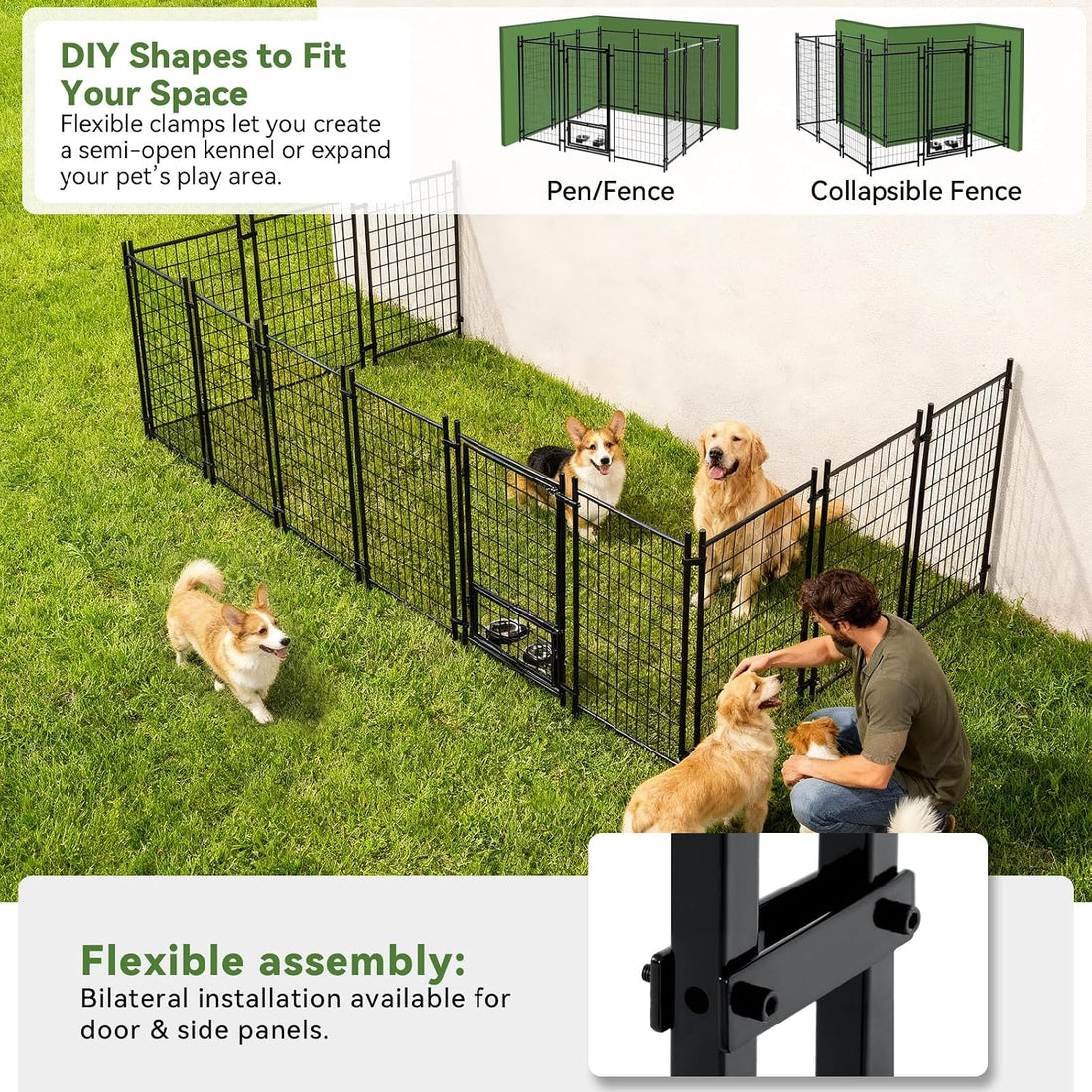 Oranland 8x4x5FT Outdoor Dog Kennel for Small/Medium/Large Dogs