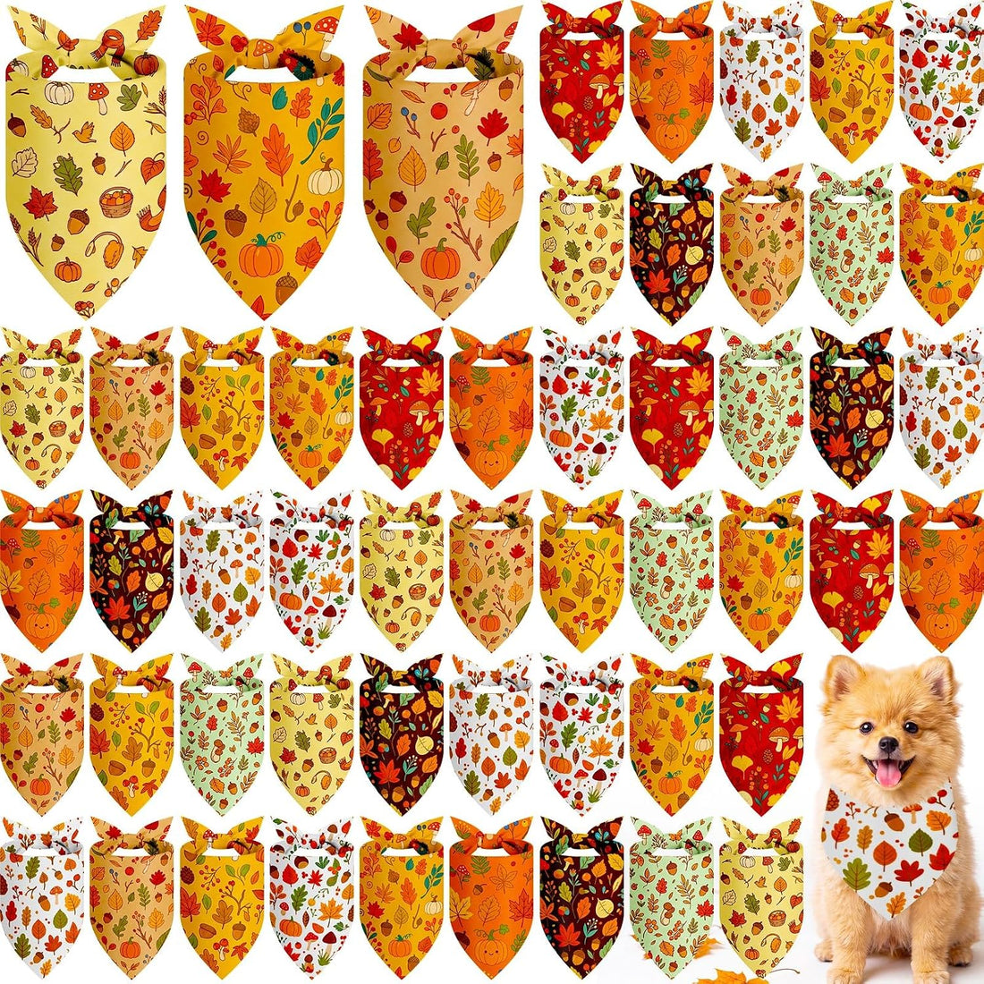 Weewooday 50 Pcs Halloween Dog Bandanas Bulk for Charm Medium Pets